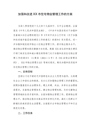 加强和改进XX市住宅物业管理工作的方案.docx