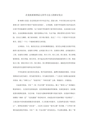 在党组重要理论文章学习会上的研讨发言.docx