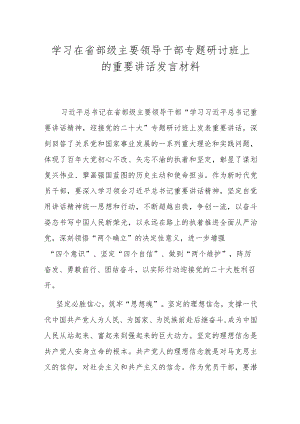 学习在省部级主要领导干部专题研讨班上的重要讲话发言材料（共两篇）.docx