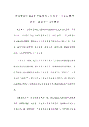 学习贯彻全面深化改革委员会第二十七次会议精神过好“紧日子”心得体会.docx