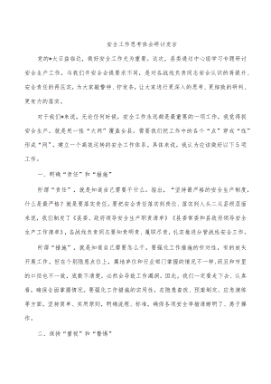 安全工作思考体会研讨发言.docx