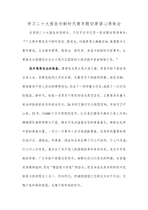 学习二十大报告对新时代青年殷切寄语心得体会.docx