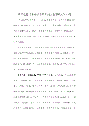 学习施行《推进领导干部能上能下规定》心得.docx