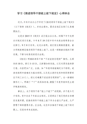 学习《推进领导干部能上能下规定》心得体会三篇.docx