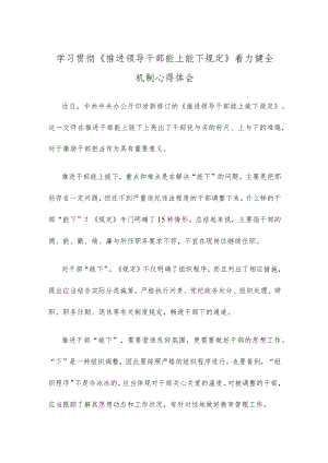 学习贯彻《推进领导干部能上能下规定》着力健全机制心得体会.docx