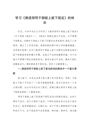 学习推进领导干部能上能下规定心得体会六篇.docx