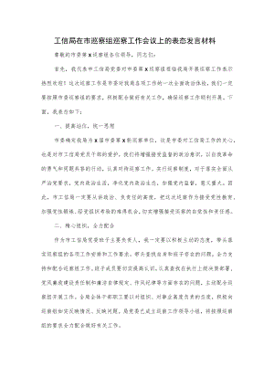 工信局在市巡察组巡察工作会议上的表态发言材料.docx