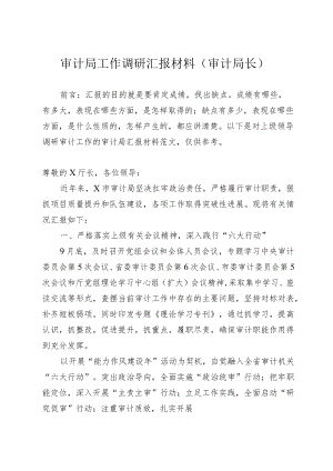 审计局工作调研汇报材料（审计局长）.docx
