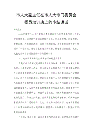 市人大副主任在市人大专门委员会委员培训班上的小结讲话.docx