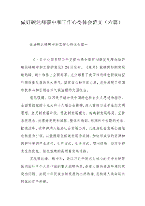 做好碳达峰碳中和工作心得体会范文（六篇）.docx