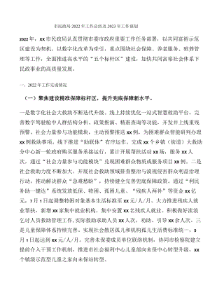 市民政局2022年工作总结及2023年工作谋划.docx