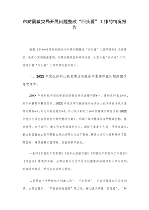 市防震减灾局开展问题整改“回头看”工作的情况报告.docx