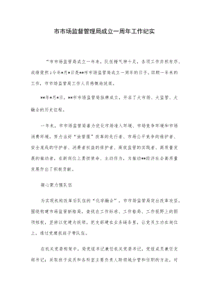 市市场监督管理局成立一周年工作纪实.docx