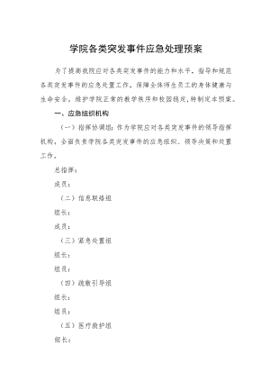 学院各类突发事件应急处理预案.docx