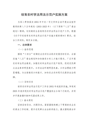 培育农村学法用法示范户实施方案.docx
