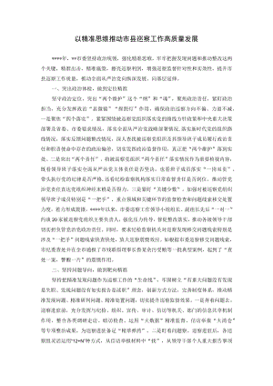 以精准思维推动市县巡察工作高质量发展.docx