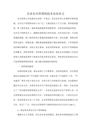 企业安全管理的技术总结范文.docx