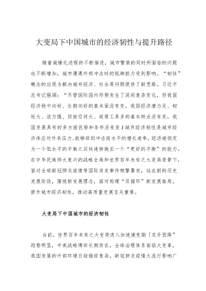 大变局下中国城市的经济韧性与提升路径.docx