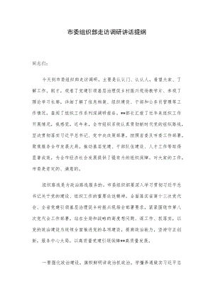 市委组织部走访调研讲话提纲.docx