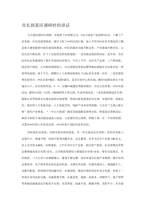 市长到某区调研时的讲话.docx