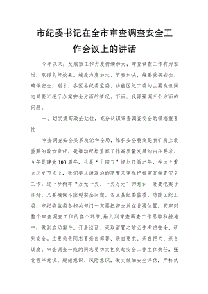 市纪委书记在全市审查调查安全工作会议上的讲话.docx