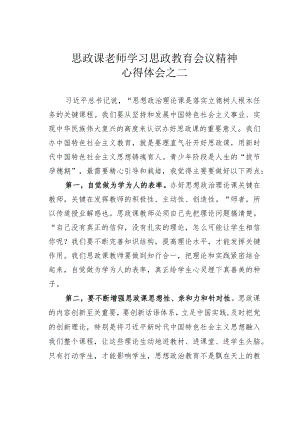 思政课老师学习思政教育会议精神心得体会之二.docx