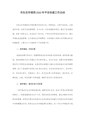 市生态环境局2022平安创建工作总结.docx