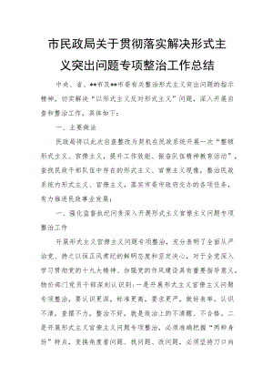 市民政局关于贯彻落实解决形式主义突出问题专项整治工作总结.docx