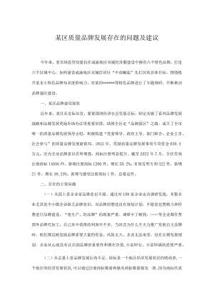 某区质量品牌发展存在的问题及建议.docx