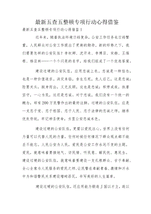 最新五查五整顿专项行动心得借鉴.docx