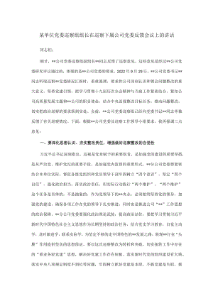某单位党委巡察组组长在巡察下属公司党委反馈会议上的讲话.docx