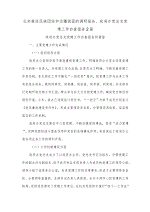 扎实推进民族团结和边疆稳固的调研报告、政府办党总支党建工作自查报告2篇.docx