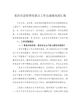某区应急管理局重点工作完成情况的汇报.docx