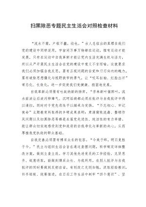 扫黑除恶专题民主生活会对照检查材料.docx