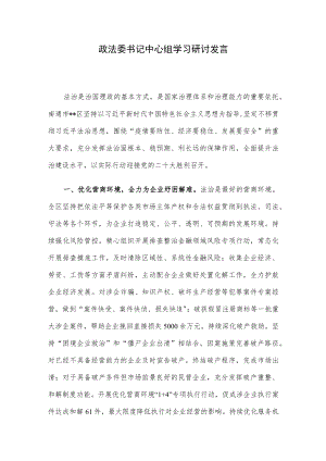 政法委书记中心组学习研讨发言.docx