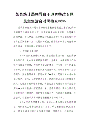 某县统计局领导班子巡察整改专题民主生活会对照检查材料.docx