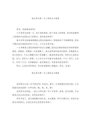 新生军训第一天心得体会与感悟.docx