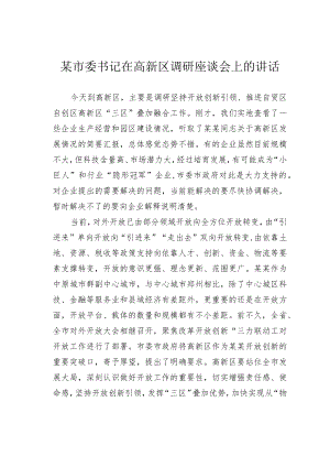 某市委书记在高新区调研座谈会上的讲话.docx