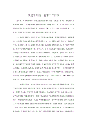 推进干部能上能下工作汇报.docx