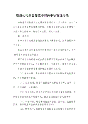 旅游公司资金存放等财务事项管理办法.docx