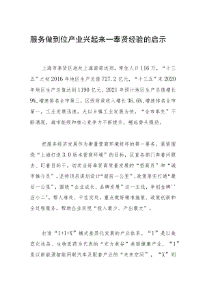 服务做到位产业兴起来—奉贤经验的启示.docx