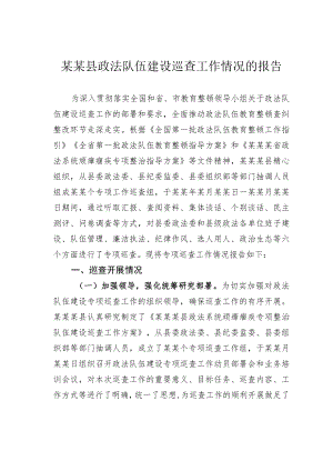 某某县政法队伍建设巡查工作情况的报告.docx