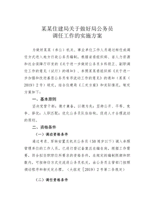 某某住建局关于做好局公务员调任工作的实施方案.docx