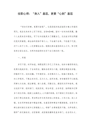 挂职心得：“身入”基层更要“心到”基层(1).docx