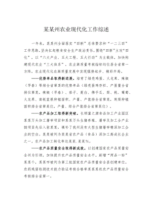 某某州农业现代化工作综述.docx