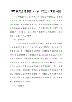 XX乡安全隐患整治“百日攻坚”工作方案.docx