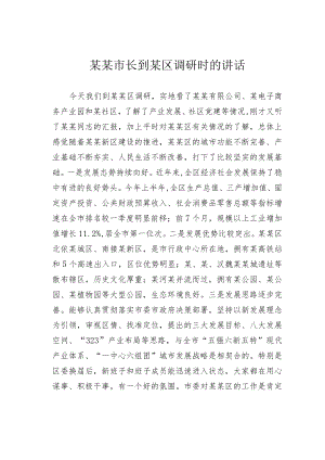 某某市长到某区调研时的讲话.docx