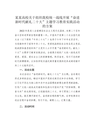 某某高校关于组织我校统一战线开展“奋进新时代献礼二十大”主题学习教育实践活动的方案.docx