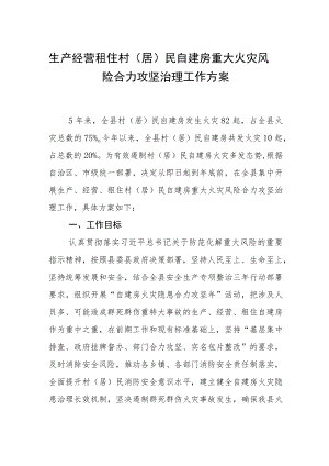 生产经营租住村（居）民自建房重大火灾风险合力攻坚治理工作方案.docx