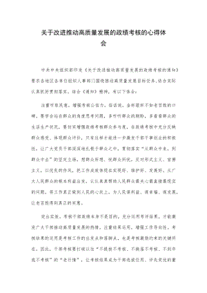 关于改进推动高质量发展的政绩考核的心得体会.docx